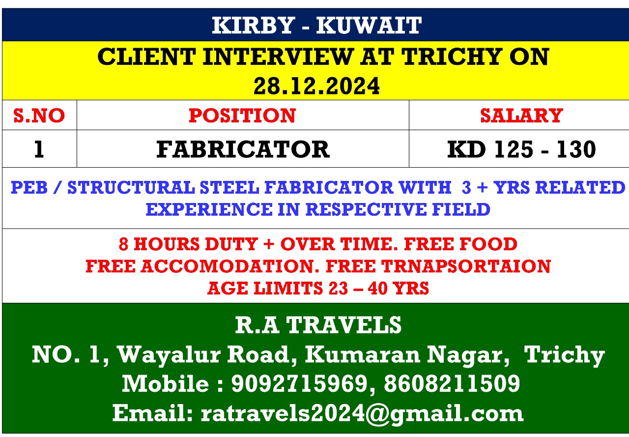 HIRING FOR KIRBY WORK JOBS IN KUWAIT