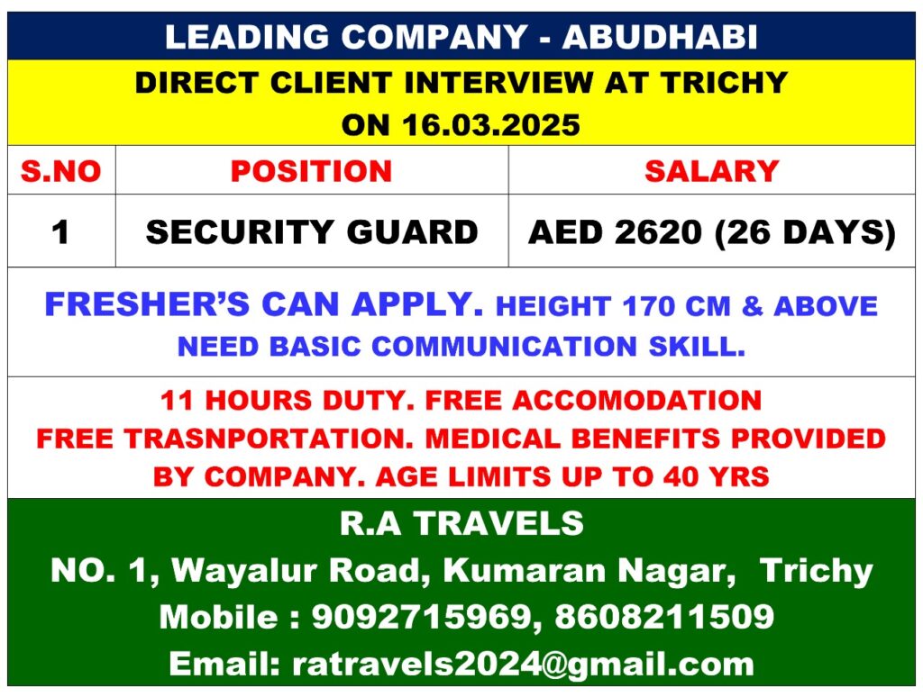 HIRING FOR SECURITY GUARD JOB IN ABUDHABI-abroad jobs-gulf jobs-gulf wlakin