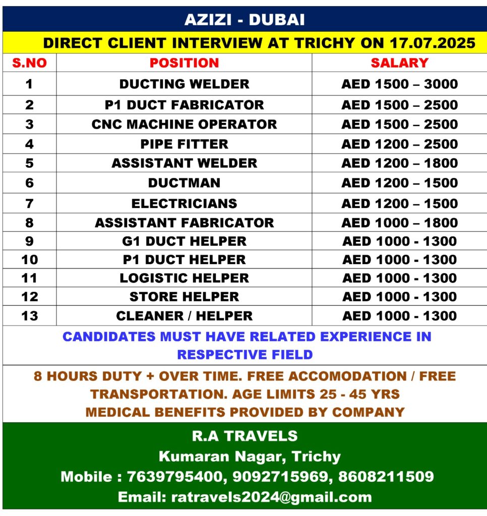 AZIZI JOBS IN DUBAI