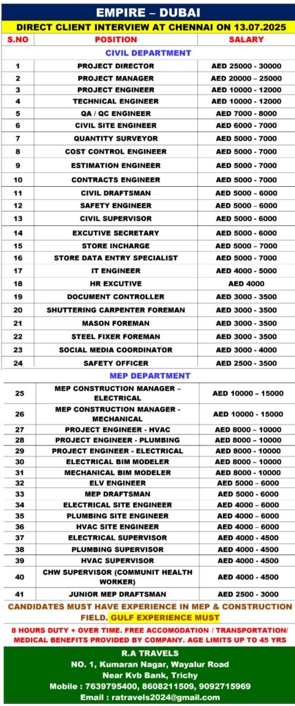 EMPIRE JOBS IN DUBAI