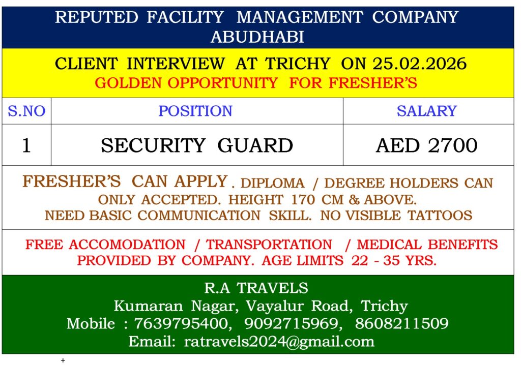 WE ARE HIRING REPUTED FACILITY MANAGEMENT COMPANY ABUDHABI