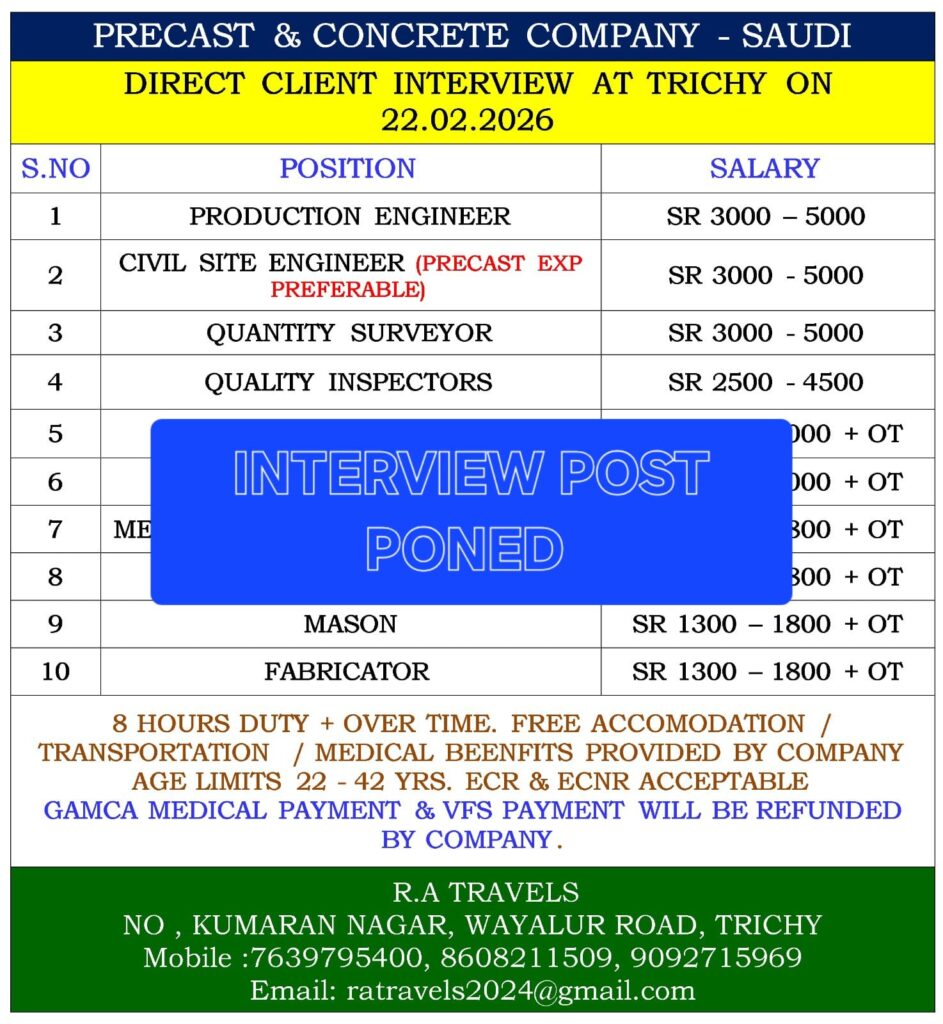 WE ARE HIRING PRECAST & CONCRETE COMPANY - SAUDI