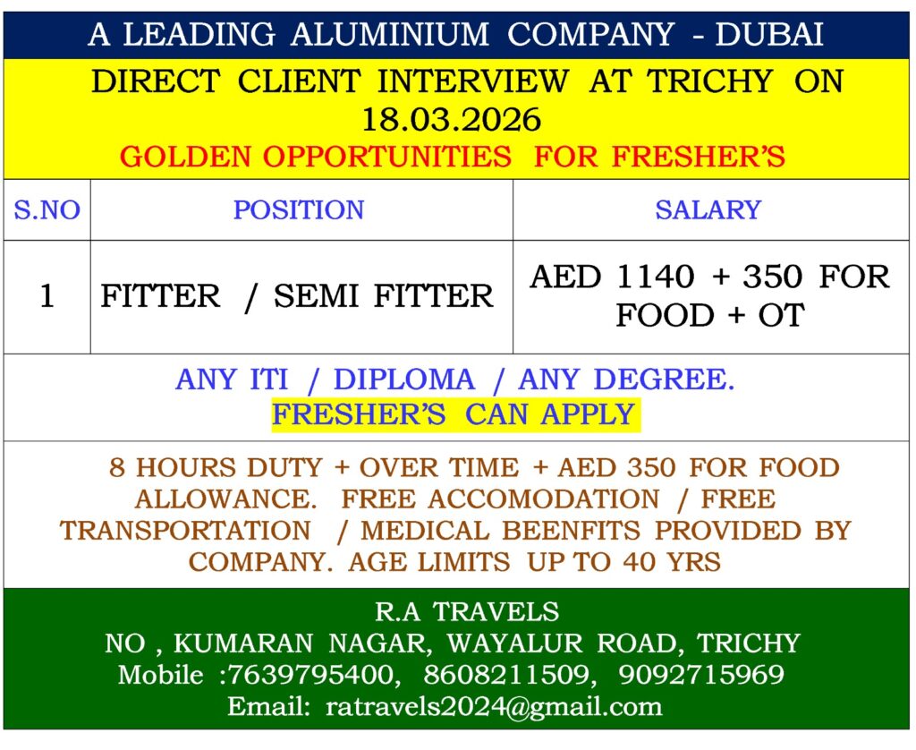 WE ARE HIRING A LEADING ALUMINIUM COMPANY IN DUBAI