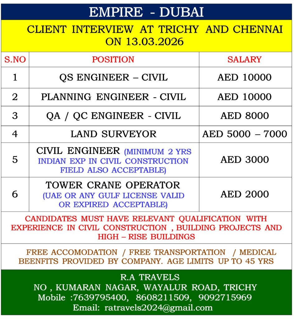 WE ARE HIRING FOR EMPIRE IN DUBAI