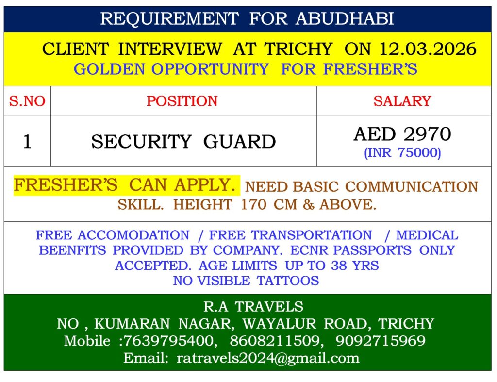 WE ARE HIRING REQUIREMENT FOR ABUDHABI