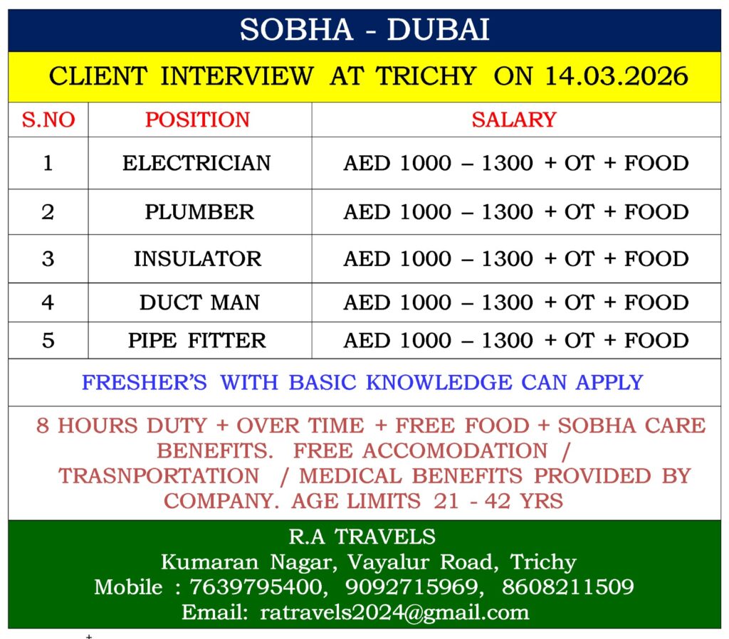 WE ARE HIRING FOR SOBHA IN DUBAI