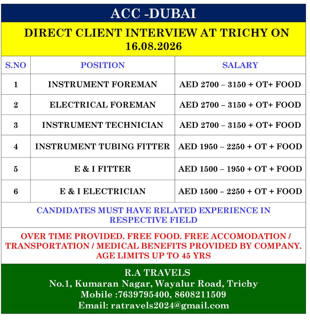 ACC Dubai Jobs 2026 | Instrument & Electrical Vacancies